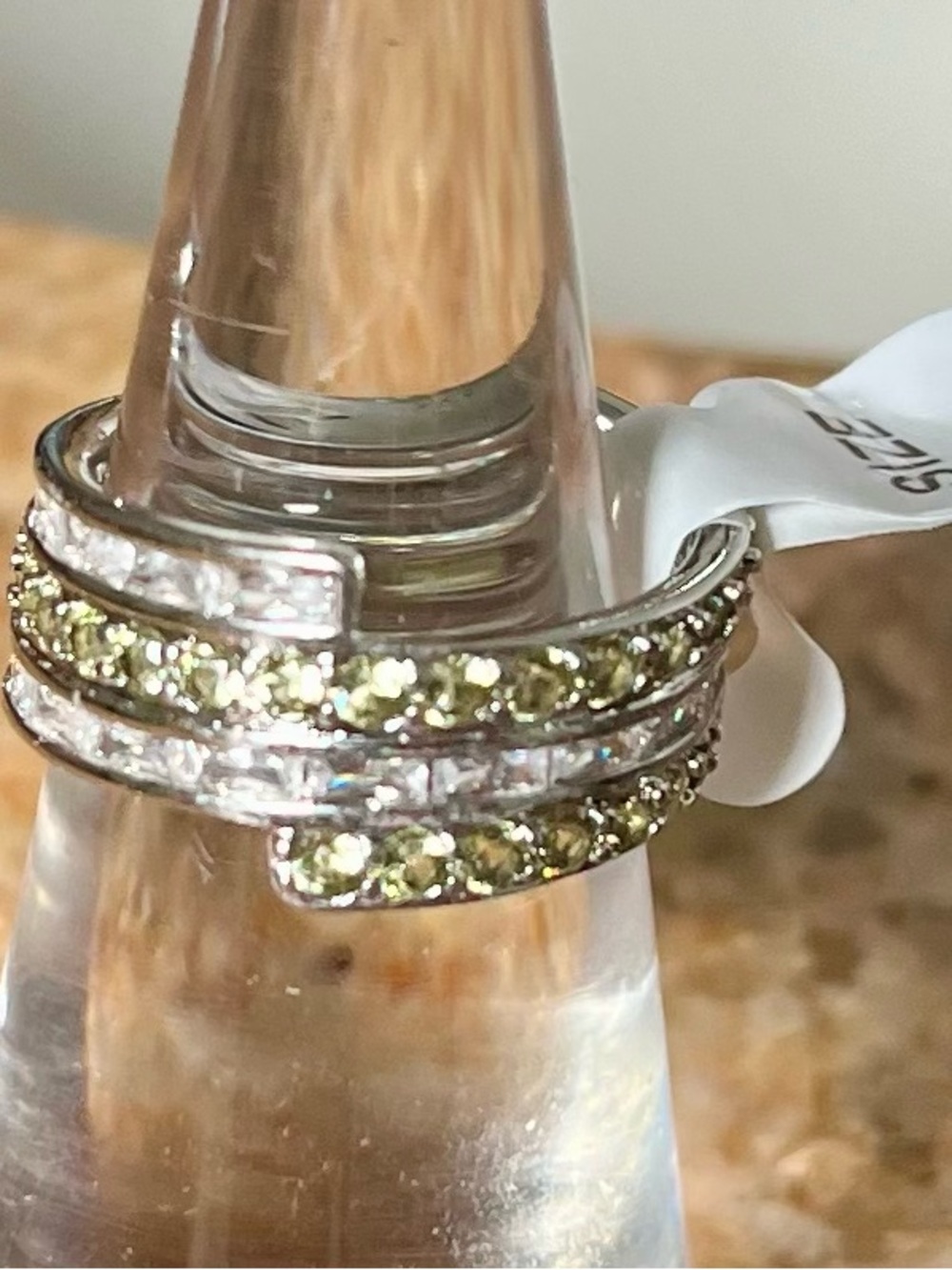 Bomb Party RETRO August Birthday RBP7875 Meeting of Minds Peridot Rhodium Ring